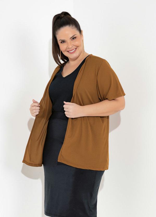 cardigan canelado plus size