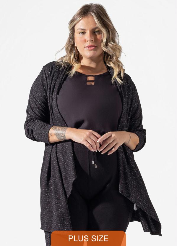 cardigan preto feminino plus size
