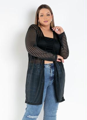 cardigan longo plus size