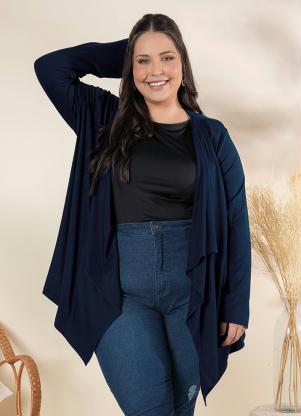 Cardigan Plus Size (Marinho) com Pontas Cardigan Plus Size (Marinho) com Pontas