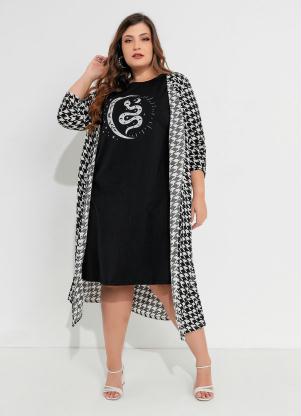 Casaco Alongado Plus Size (Xadrez)
