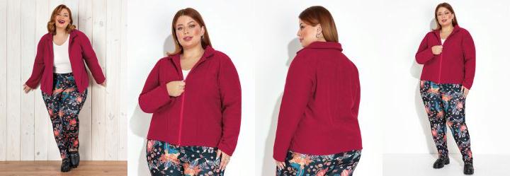 Casaco Cereja em Bucl� Peluciado Plus Size