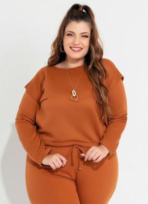 Casaco Plus Size (Caramelo) com Muscle Tee