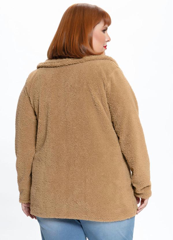 Campera Larga En Sherpa Con Bolsillos Curve Plus Size, 41%, 59% OFF