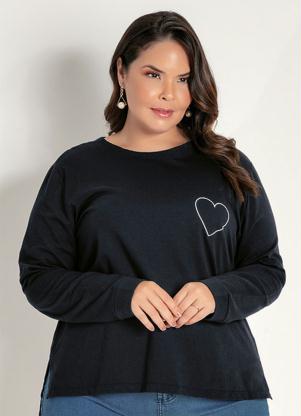 Casaco (Preto) com Bordado na Frente Plus Size