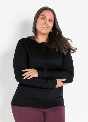 Casaco (Preto) Plus Size Básico Casaco (Preto) Plus Size Básico