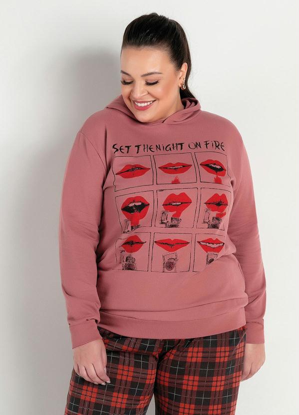 Casaco (Rosê) com Estampa na Frente Plus Size Casaco (Rosê) com Estampa na Frente Plus Size