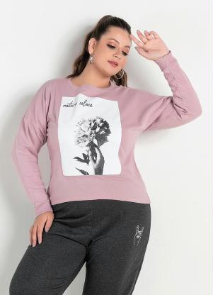 Casaco (Rosê) com Estampa na Frente Plus Size Casaco (Rosê) com Estampa na Frente Plus Size