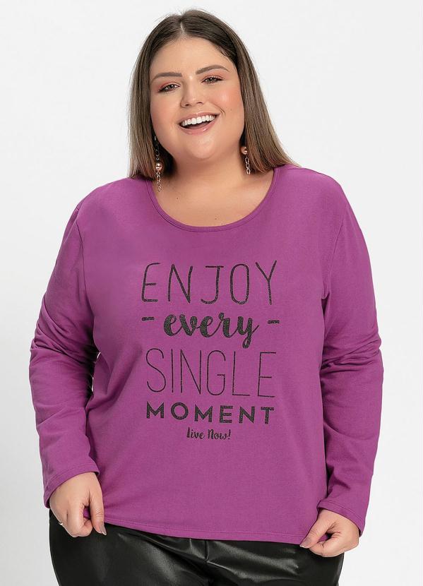 Casaco (Roxo) com Estampa Brilhante Plus Size Casaco (Roxo) com Estampa Brilhante Plus Size