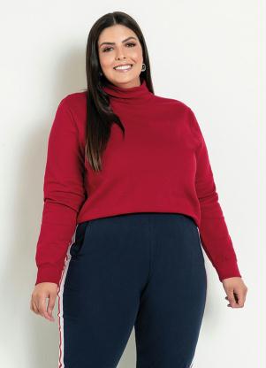 Casaco (Vermelho) com Gola Alta Plus Size Casaco (Vermelho) com Gola Alta Plus Size