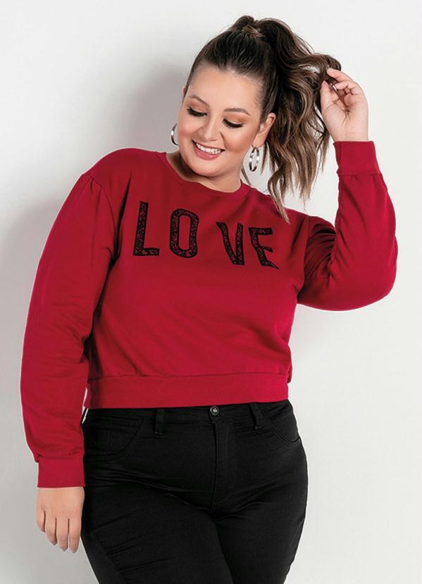 Casaco (Vermelho) com Manga Bufante Plus Size