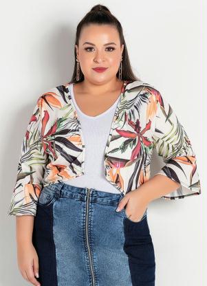 Bolero (Floral) com Mangas Flare Plus Size Bolero (Floral) com Mangas Flare Plus Size