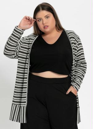 Casaquinho Alongado (Listrado Mescla) Plus Size