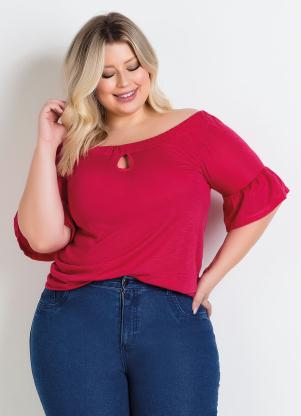 Blusa Ciganinha (Pink) com Babado Plus Size