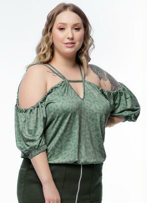 Blusa Plus Size (Verde Savana) com Gota Blusa Plus Size (Verde Savana) com Gota