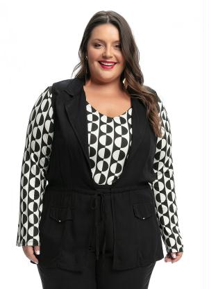 Colete Acinturado (Preto) com Cintura Ajust�vel