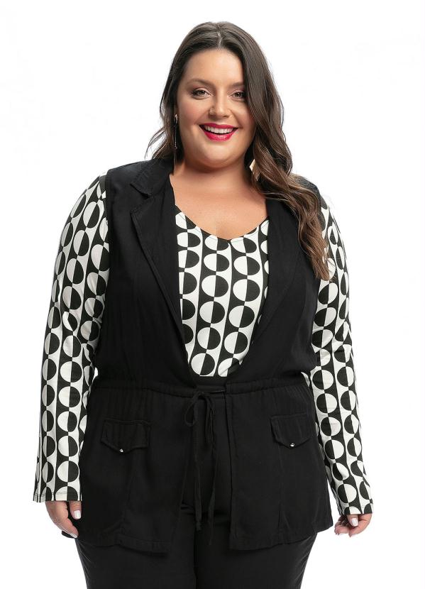 Colete Acinturado (Preto) com Cintura Ajust�vel