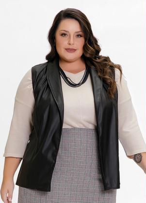 Colete Plus Size Sint�tico (Preto)