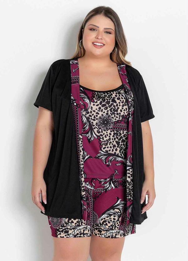 Conjunto (Arabescos Roxo e Preto) Plus Size Conjunto (Arabescos Roxo e Preto) Plus Size