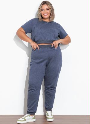 Conjunto (Azul) em Moletom Plus Size