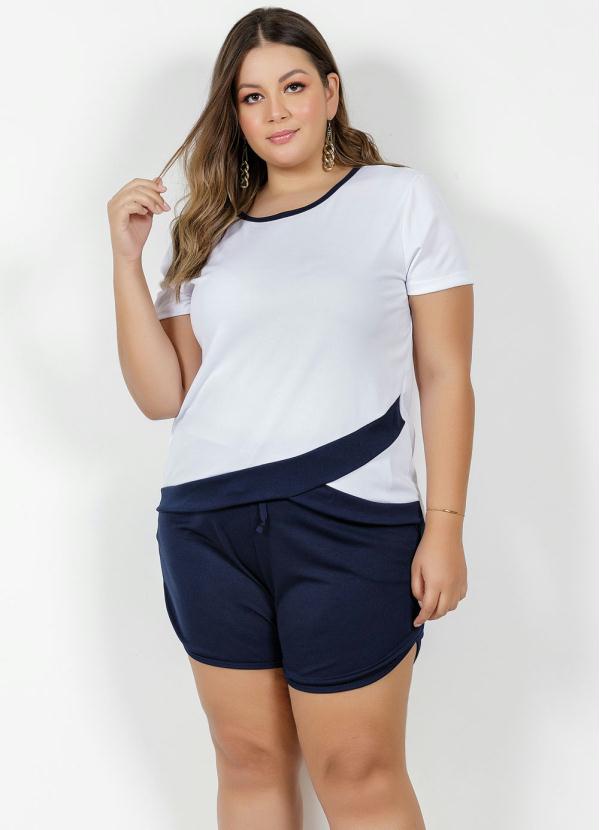 Conjunto (Branco e Marinho) Curto Plus Size