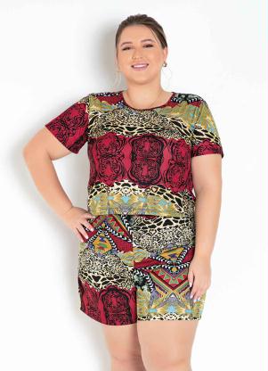 Conjunto (Estampado) Blusa e Short Plus Size