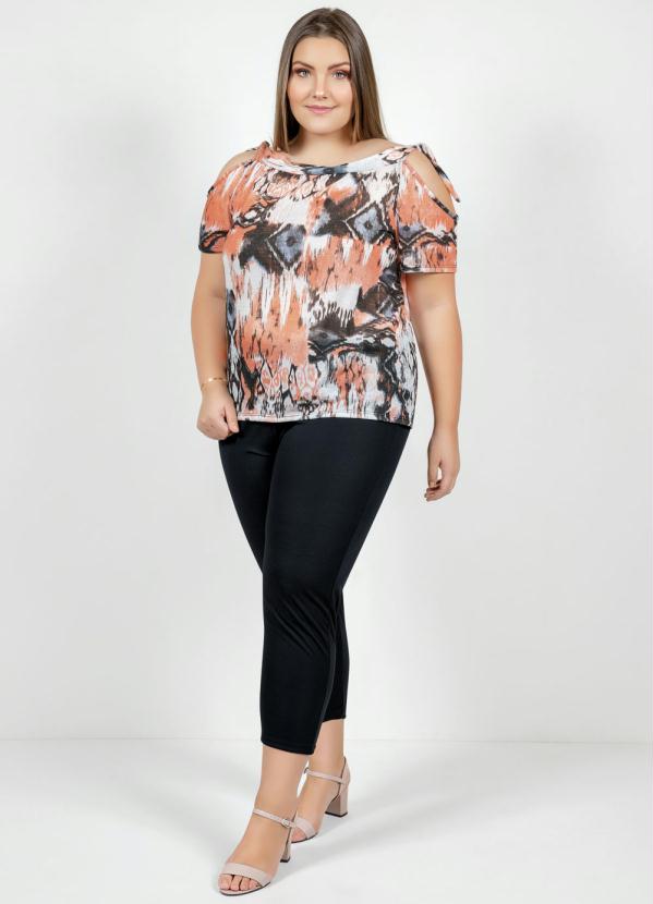 Conjunto (�tnico e Preto) Blusa e Cal�a Plus Size