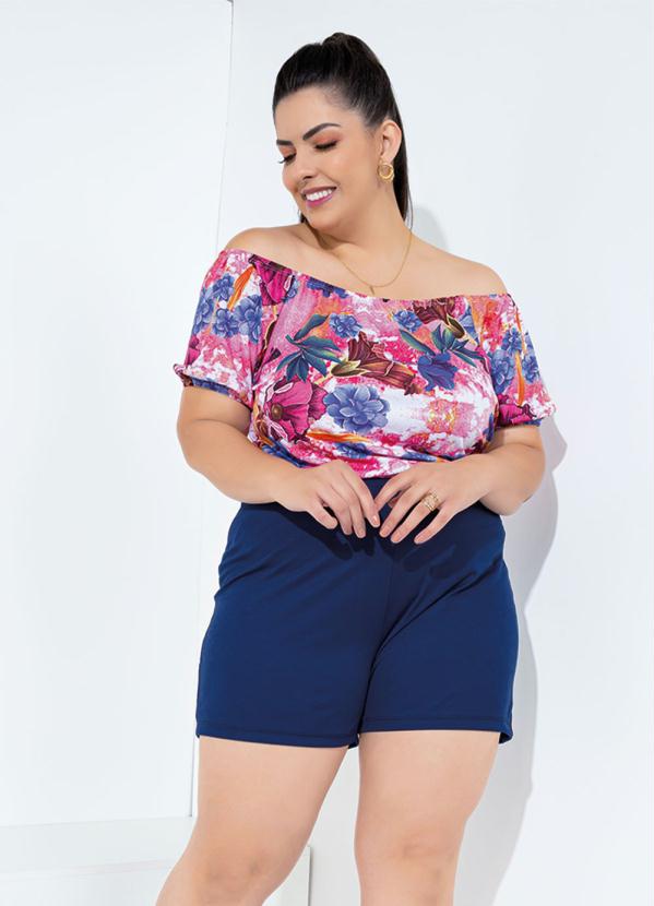 Conjunto (Floral e Marinho) Ciganinha Plus Size