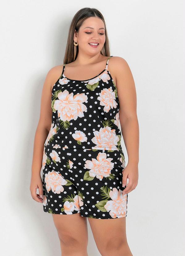 Conjunto (Floral e Poá) Blusa e Short Plus Size Conjunto (Floral e Poá) Blusa e Short Plus Size