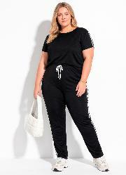 Conjunto Preto com Blusa e Cal�a Plus Size