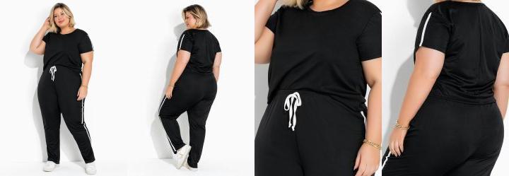 Conjunto Preto com Blusa e Cal�a Plus Size