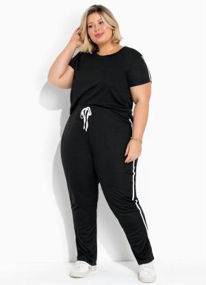 Conjunto (Preto) com Blusa e Cal�a Plus Size