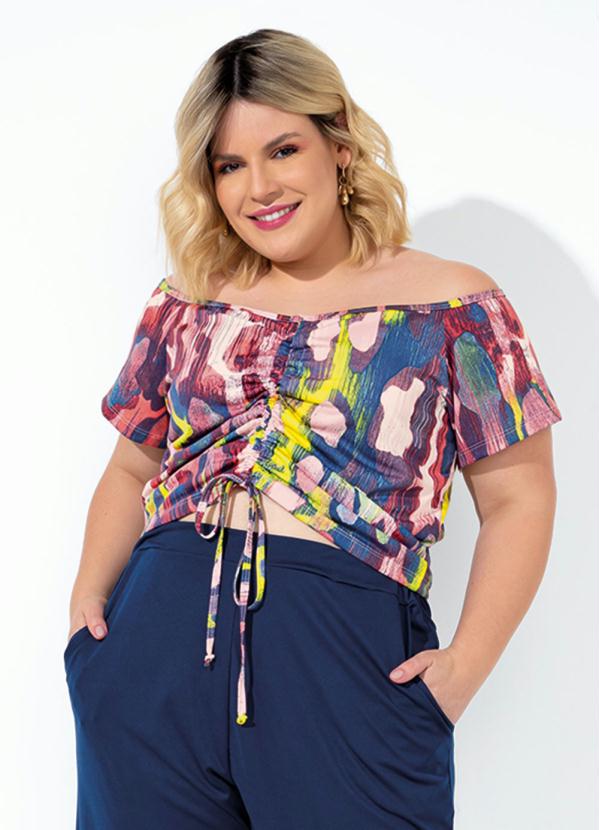Cropped (Abstrato) com Cordão Ajustável Plus Size Cropped (Abstrato) com Cordão Ajustável Plus Size