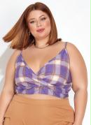Cropped Xadrez Lil�s Transpassado Plus Size