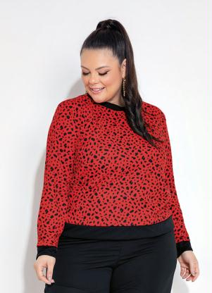 Casaco (Abstrato e Preto) com Punhos Plus Size