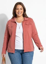Casaco Ferrugem com Z�per Plus Size Marguerite