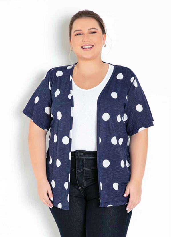 Kimono (Po� Marinho) com Mangas Curtas Plus Size