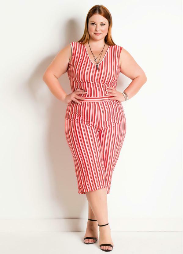 macacao pantacourt plus size estampado