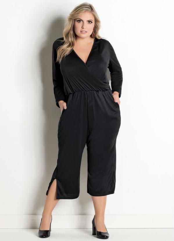 macacão pantacourt plus size preto