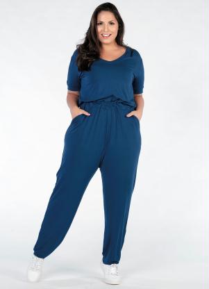 Macac�o Plus Size (Azul) com El�stico