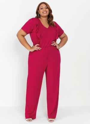 Macac�o Plus Size (Bord�) com Babados