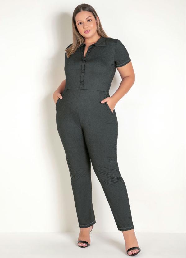 Macac�o (Preto) Utilit�rio Plus Size