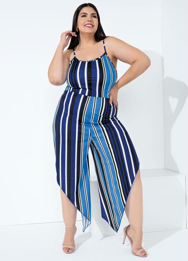 Macac�o de Al�as (Listrado) Assim�trico Plus Size
