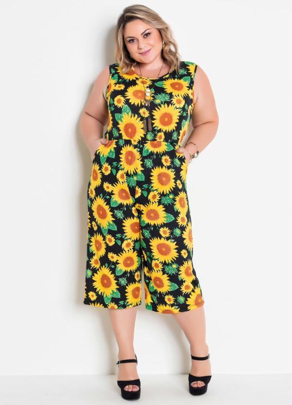 vestido de girassol plus size
