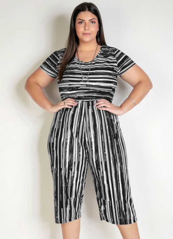 macacão pantacourt plus size preto