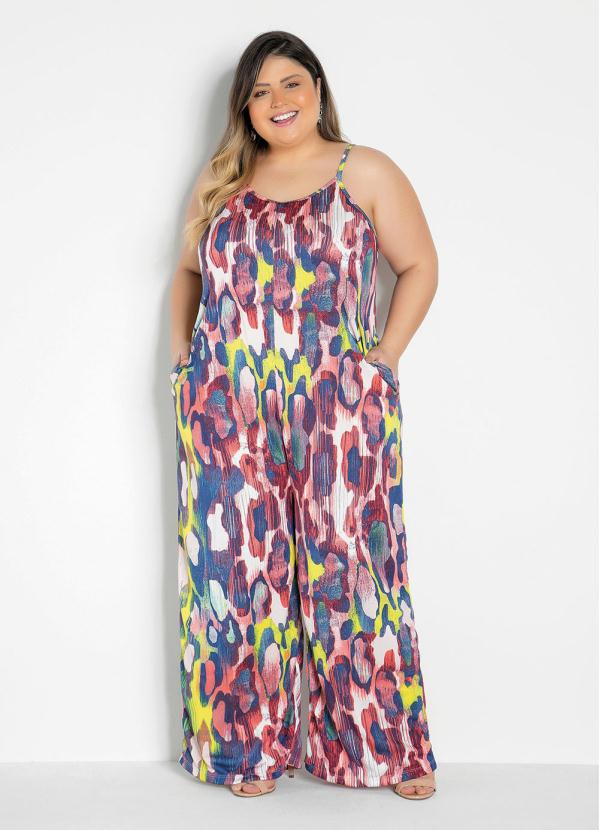 Macac�o Pantalona (Abstrato) Plus Size