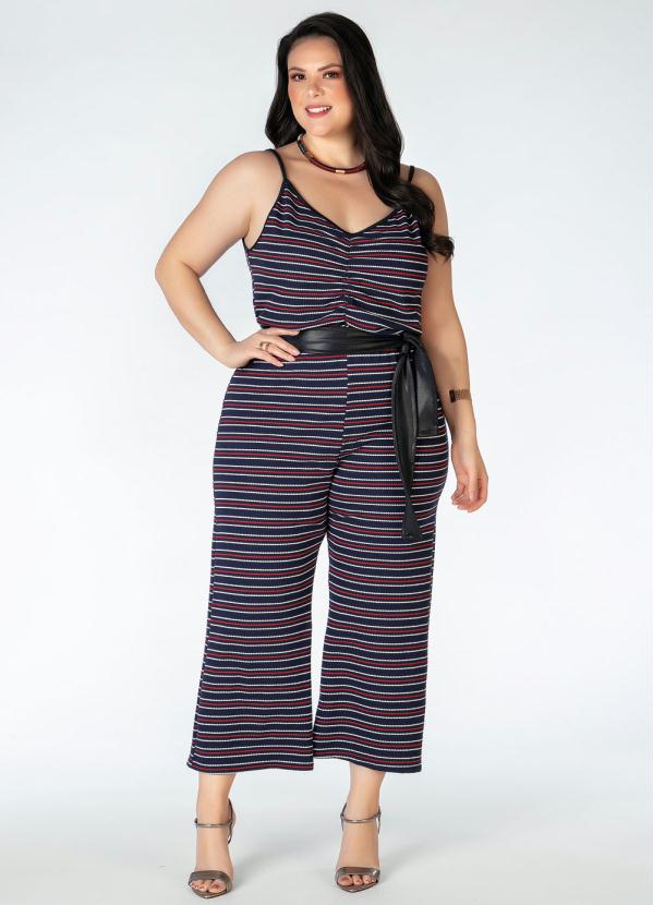 Macac�o Plus Size (Listrado) Pantacourt
