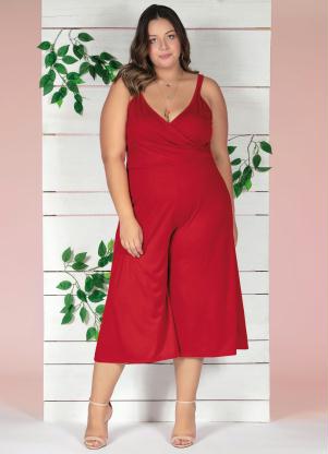 Macac�o (Vermelho) Pantacourt Amplo Plus Size