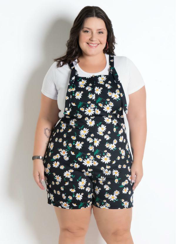 jardineira plus size short