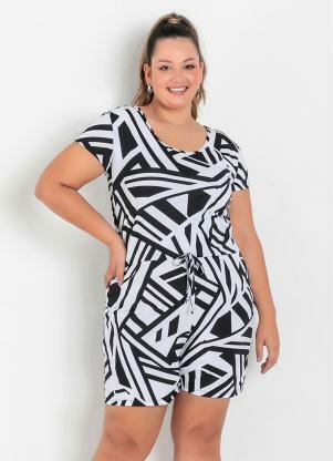 Macaquinho (Abstrato) com Amarra��o Plus Size